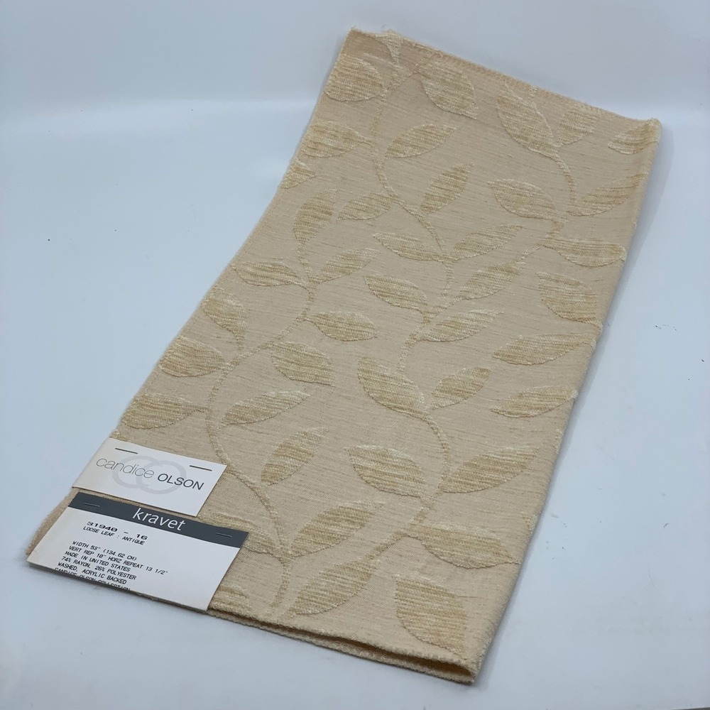 Candice Olson Kravet Fabric Sample Loose‎ Leaf Antique Cream Embossed Remnant